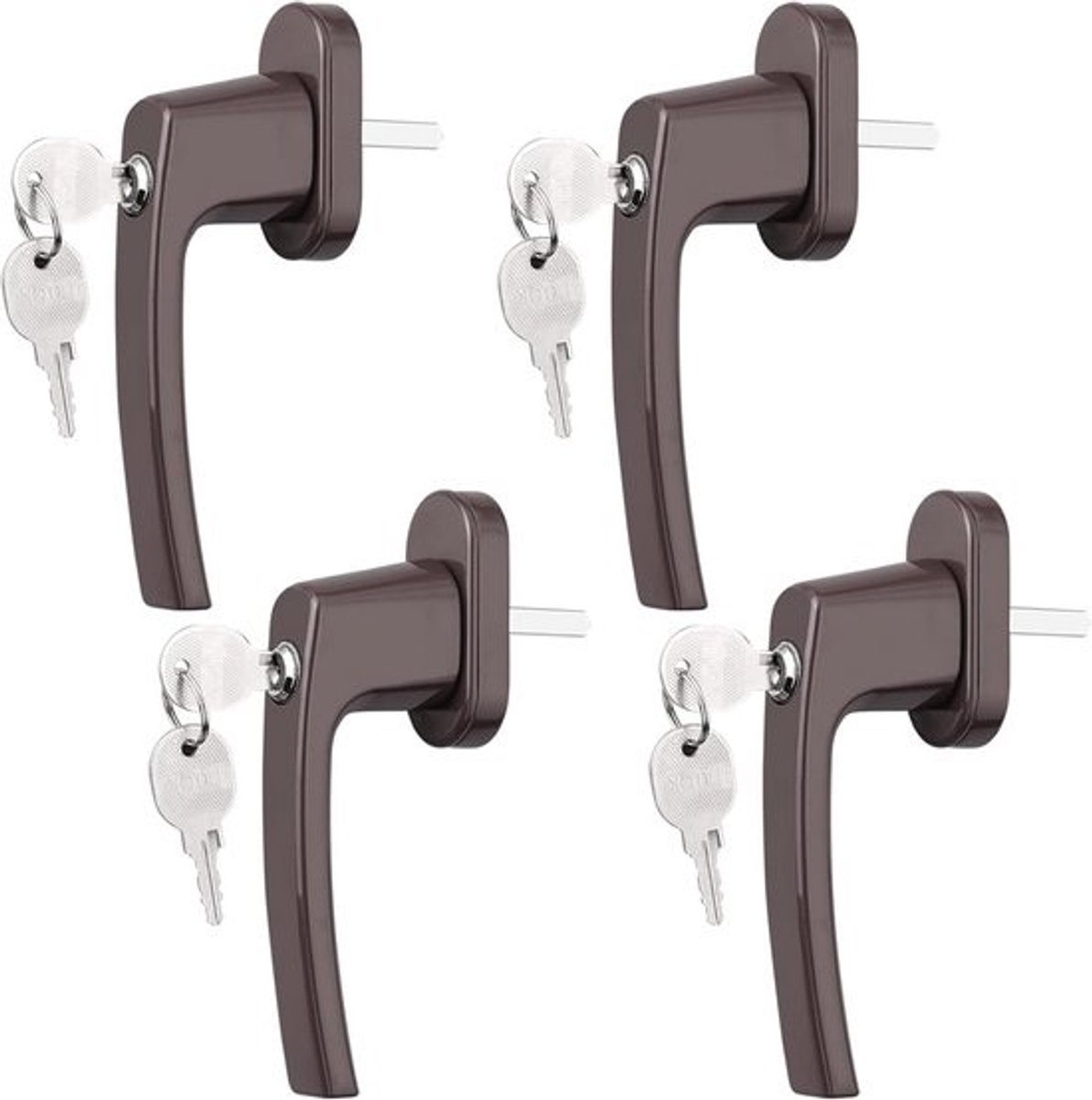 AUTOUTLET 4 pcs Aluminium Raamhendel Kinderslot Deurslot Balkondeur Bruin