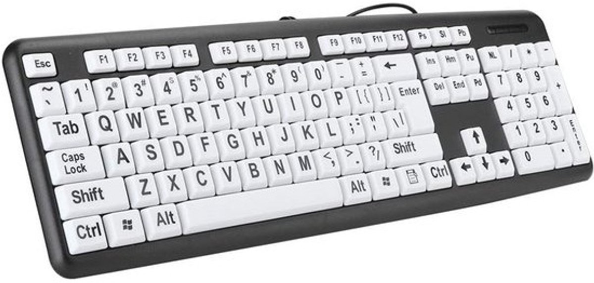 Grootletter toetsenbord voor ouderen - USB bedraad toetsenbord met 104 toetsen