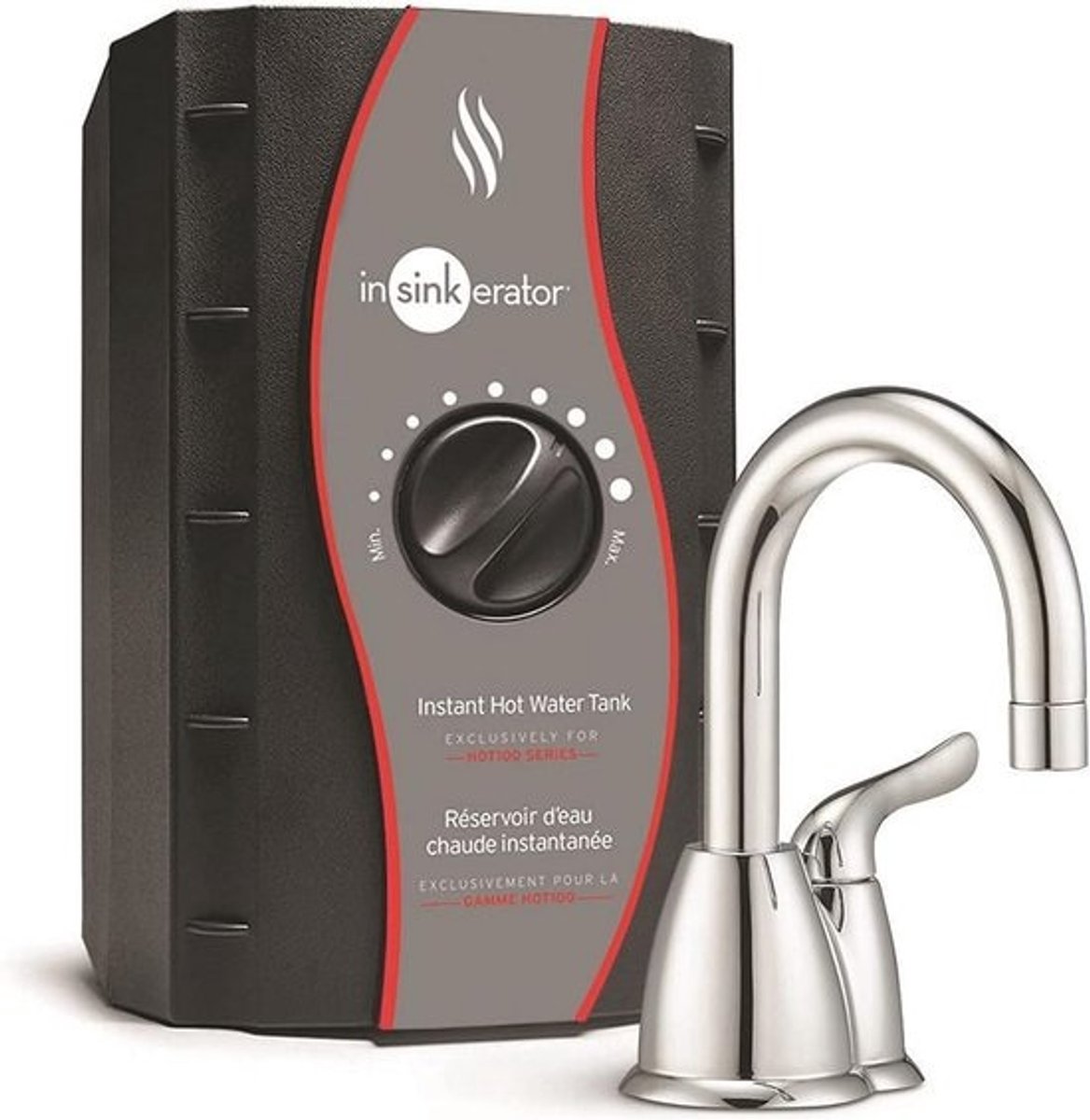 Instapbare instant warmwaterdispenser met roestvrijstalen tank