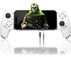 USB-C mobiele gamecontroller voor Android en iPhone 15/16/17-serie, Geschikt voor iPhone en Android-smartphones, met joysticks en triggers, Remote Play, Xbox Streaming, cloudgaming en COD, telefooncontroller met USB-C-aansluiting-Wit