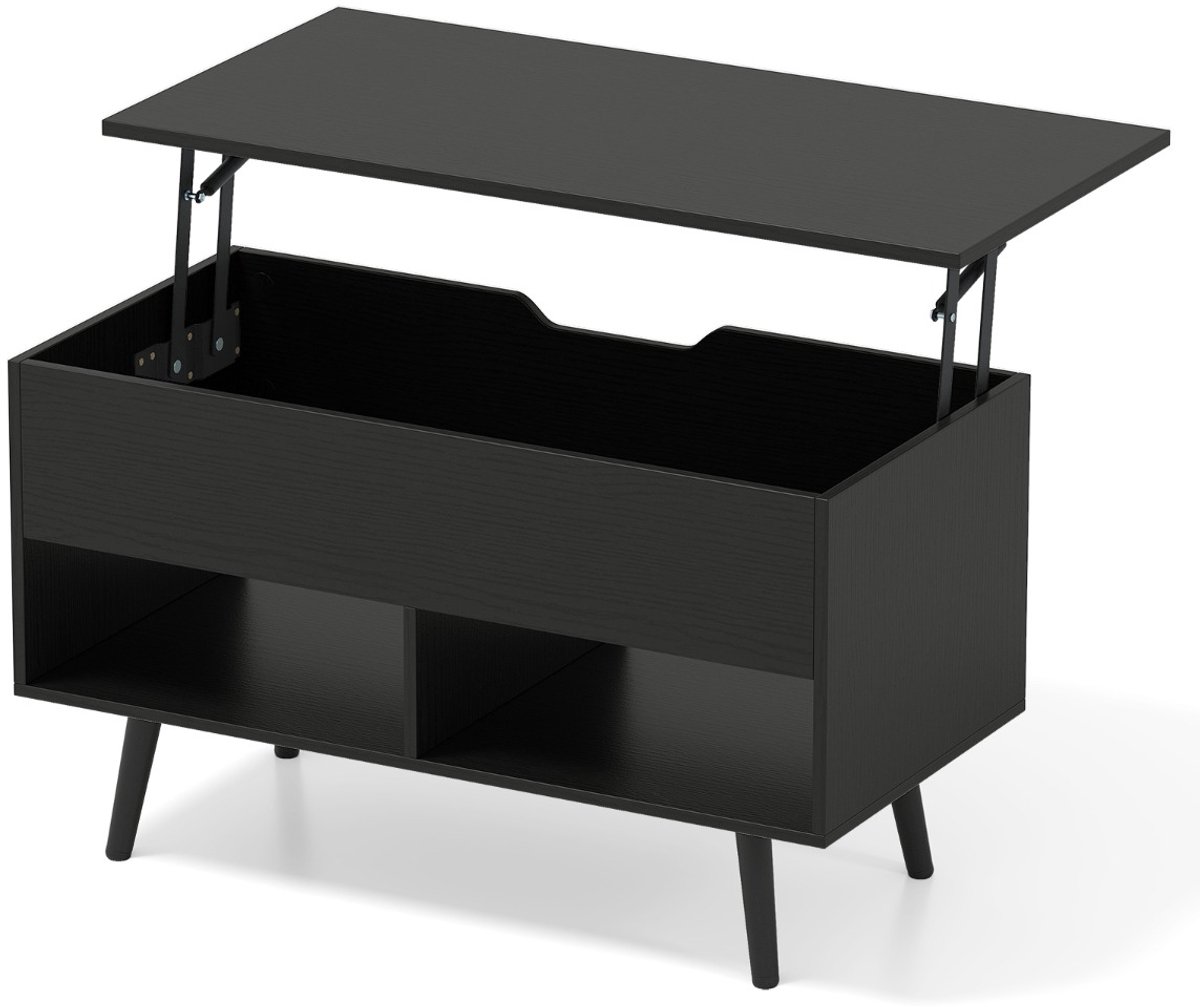 SureDeal® - Salontafel - Verhoogd Blad Moderne - Wit - Grijs - 80x40x46 cm - Donkerbruin
