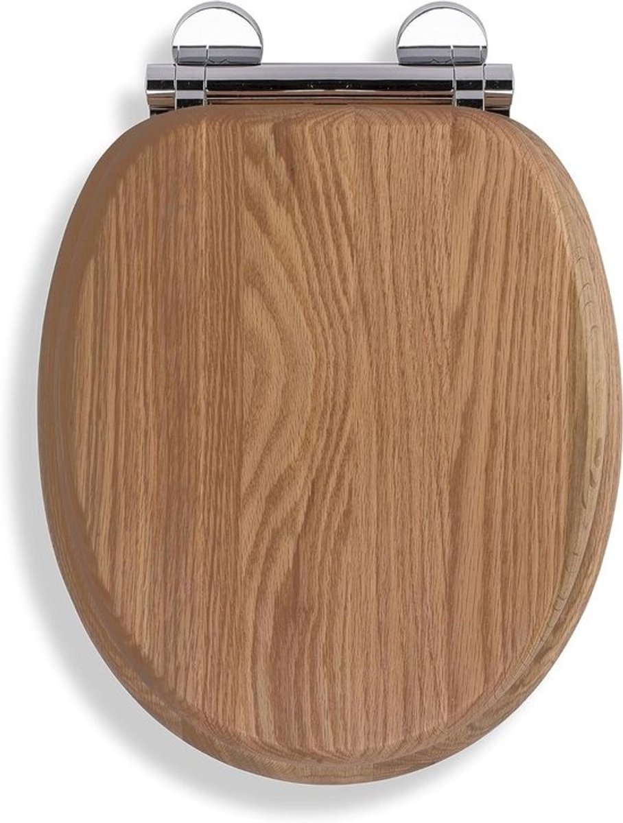 Toiletbril Hout - WC Deksel - Hygiënisch Onderhoud - Softclose Flexi-Fix - Rechthoekig - Eikenhout