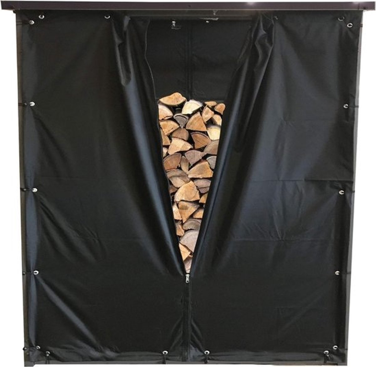 Haardhoutopslag - Houtopberging weerbestendige set haardhouten onderstel XXL 185 x 70 x 185 cm zwart PVC waterproof