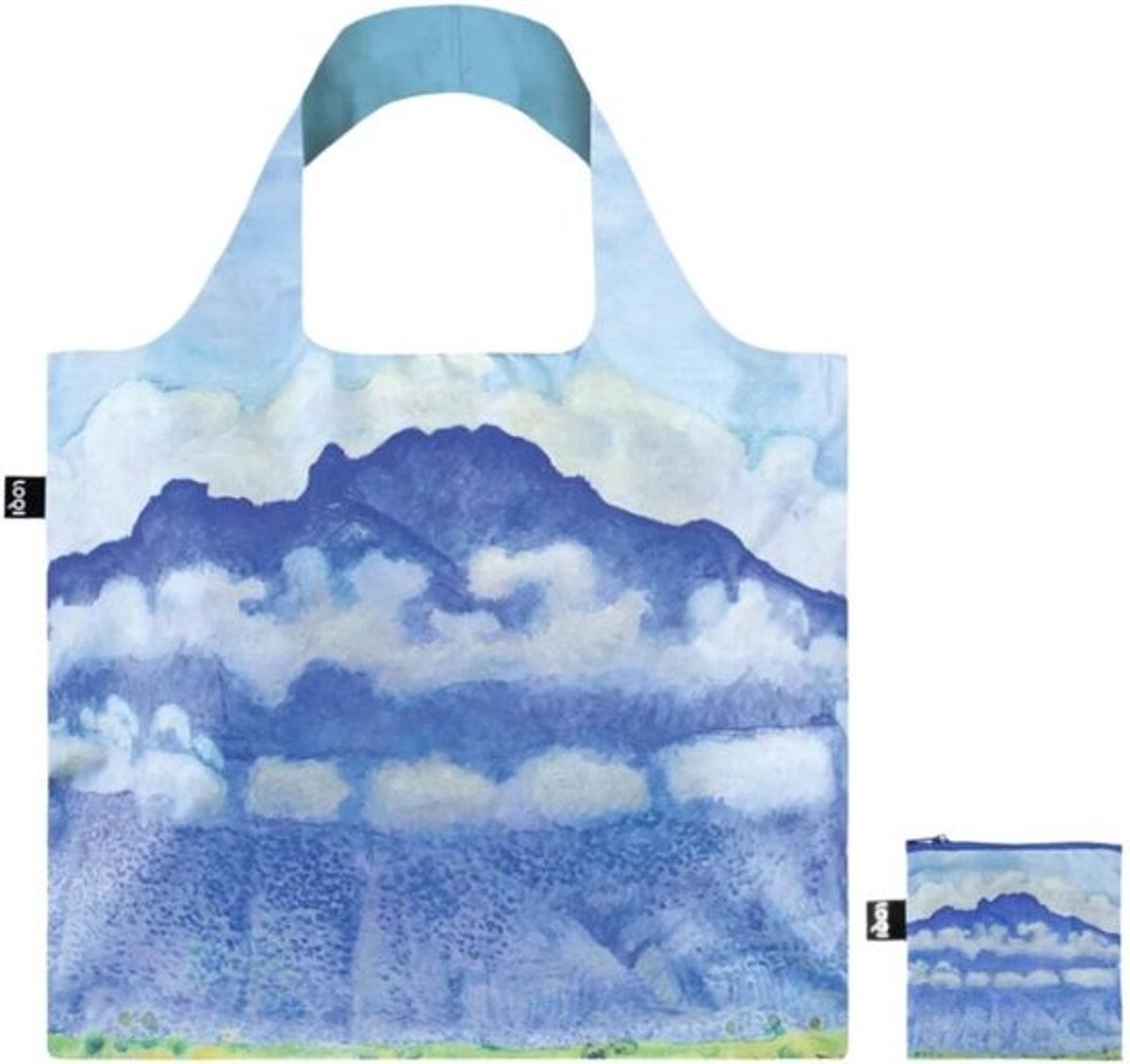 Herbruikbare Boodschappentas met Alpenlandschap en Modern Kunst Design