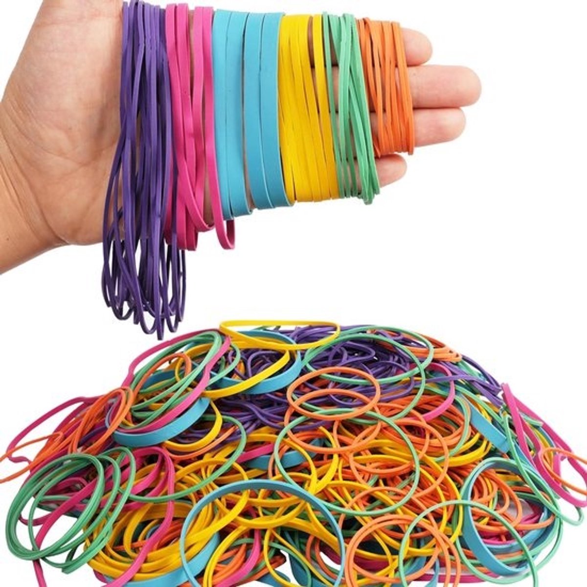 Set Elastiekjes Multikleurig 190g - 6 Diverse Maten Sterk & Rekbaar
