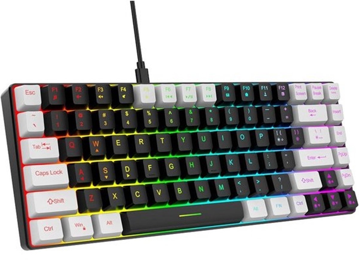 Compact 84-toets Gaming Toetsenbord met RGB Verlichting Bedraad