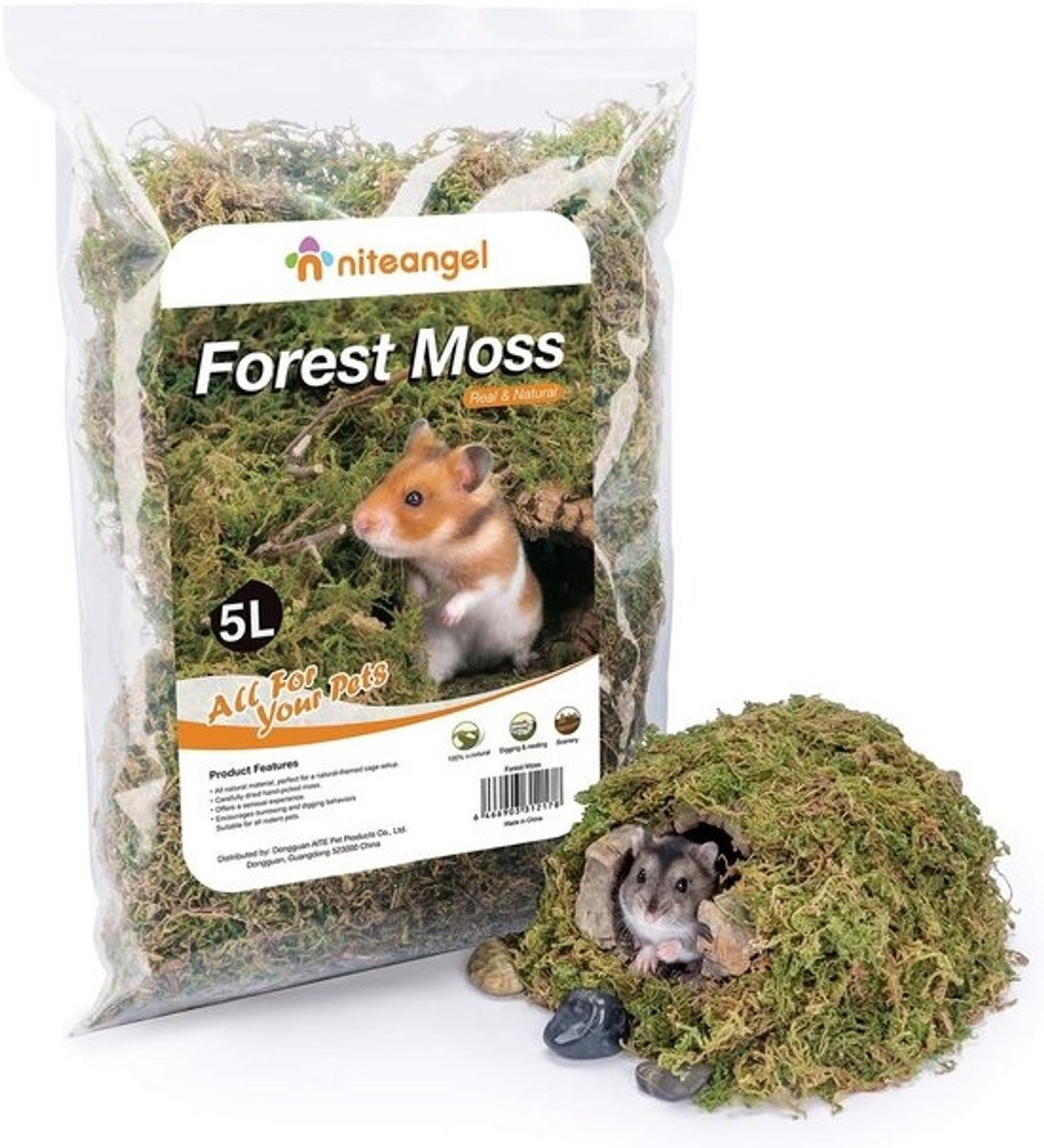 Natuurlijk Mos Beddengoed voor Hamsters en Kleine Knaagdieren 5L