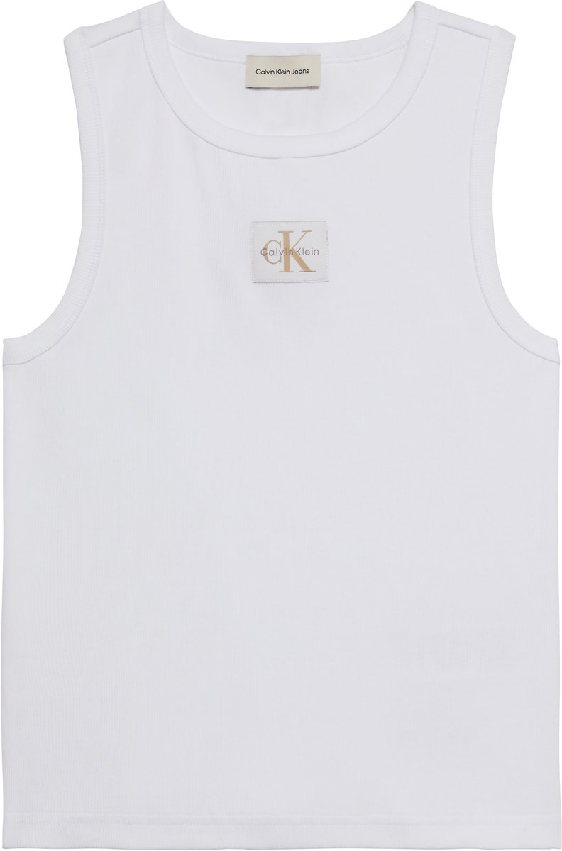 Tanktop Ck Jeans A Geweven Label 2X2 Fashion Wear Vrouwen Wit