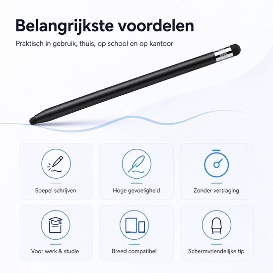 Consumerce® Touchscreen Stylus Pen - Zwart - 5 Stuks - Geschikt voor Android Samsung Apple iPad Tablet Smartphone - Pennen Universeel - Set van 5 Styluspennen van consumerce — afbeelding 5