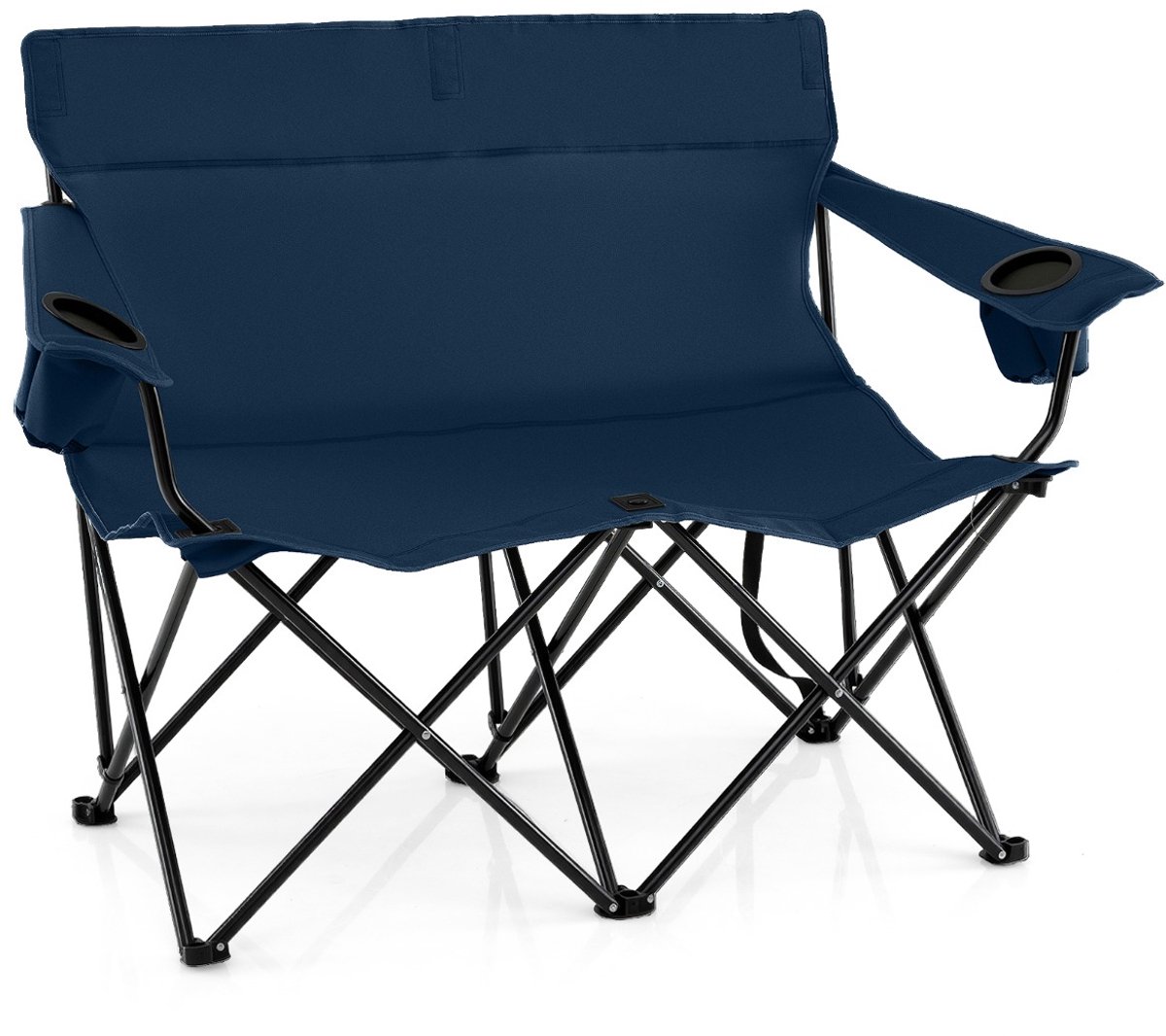 SureDeal® - Kamper - Campingstoel - Personen Klapstoel - Bekerhouders Armleuningen - Draagtas Inklapbare Campingbank - 132x66x96 cm - Naturel