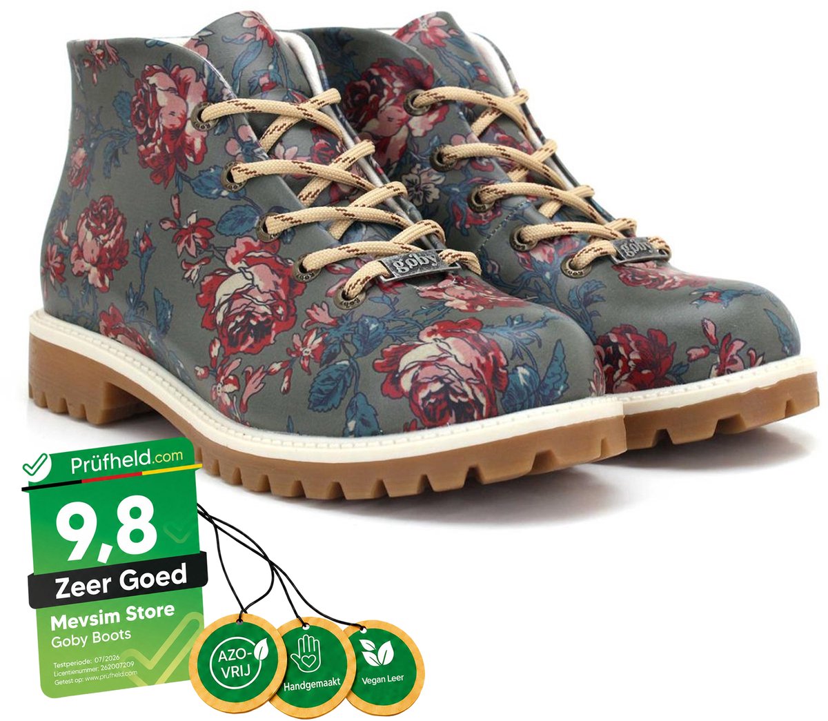 Goby Garden Boots – Dames Veterboots – Vegan Leer – Handgemaakt – Maat 40