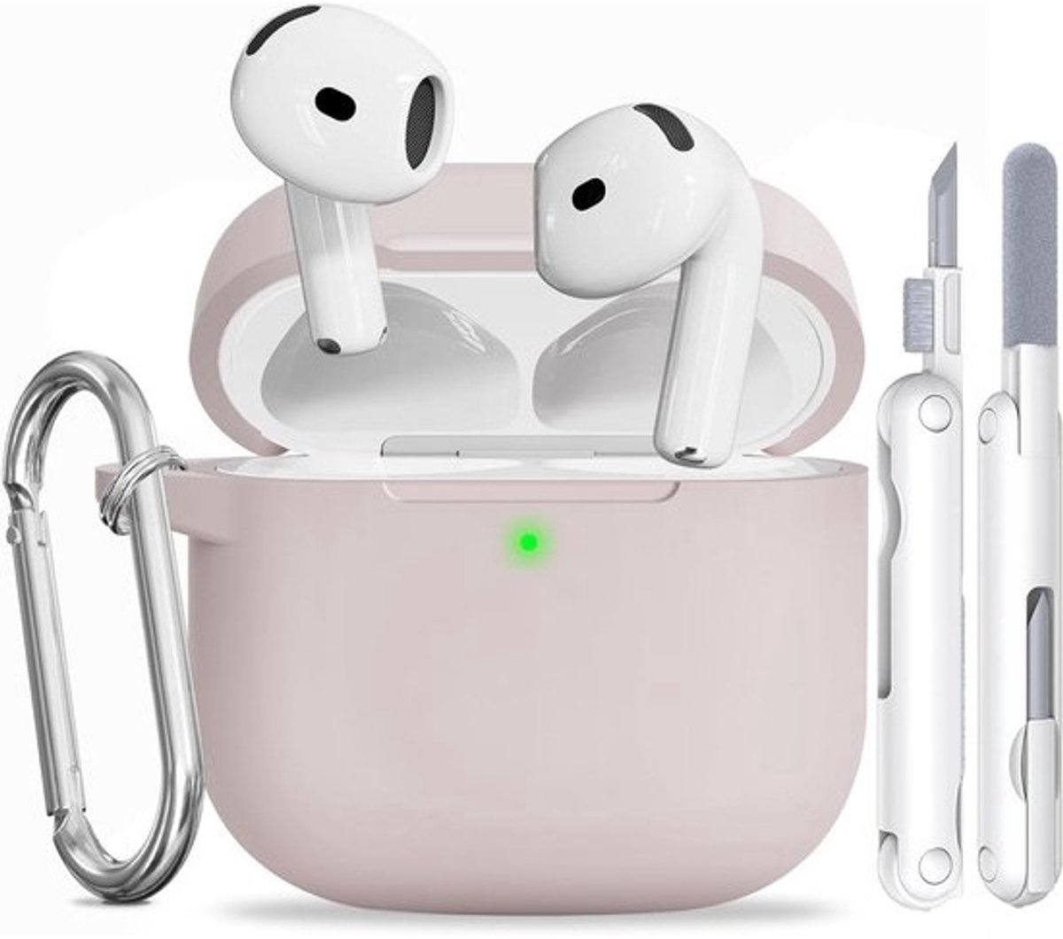 Hoes voor AirPods 4 - Beschermhoes Oplader Case - Oordopjes Beschermen - 360 Graden Schokabsorptie - Ondersteunt Draadloos Opladen - Zandroze