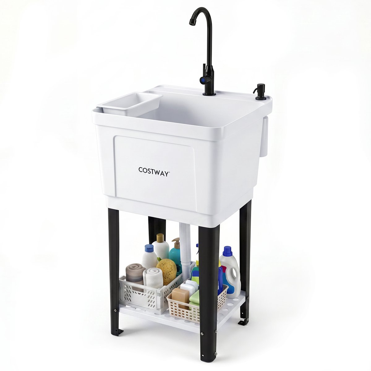 SureDeal® - Kamper - Vrijstaande Wastafel Vierkante - Draaibare Kraan - 50,5x48x120,5 cm - Wit
