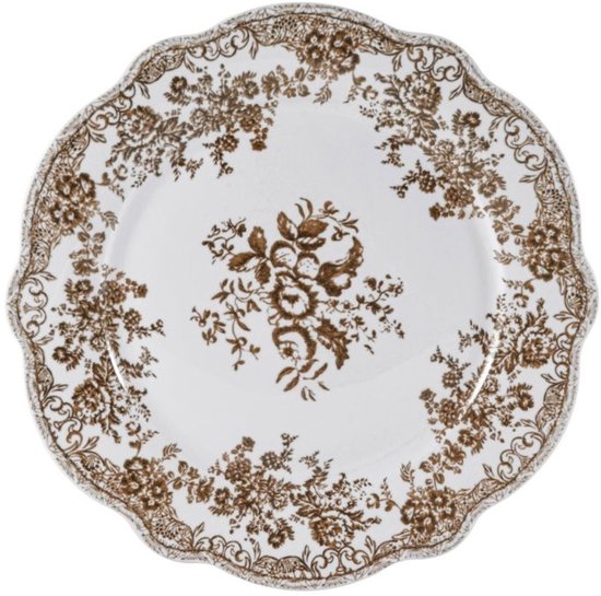 Bricard Fleury - Vintage Serviesset - 25-delig - 6-Persoons - Bruin/Wit - Dinner Set - Porselein — afbeelding 3