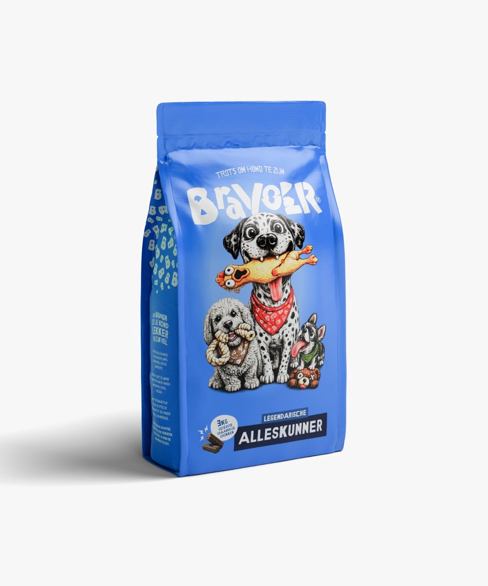 BRAVOER Legendarische Alleskunner 3 kilo geperste hondenbrokken regular adult