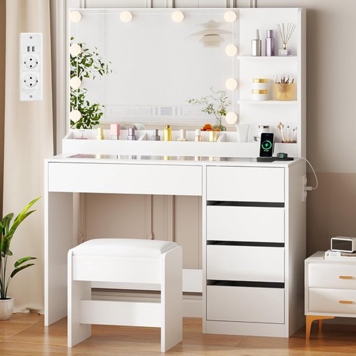 Kaptafel met Spiegel en Verlichting - Make-up Tafel - Make-up tafel - Minimalistisch