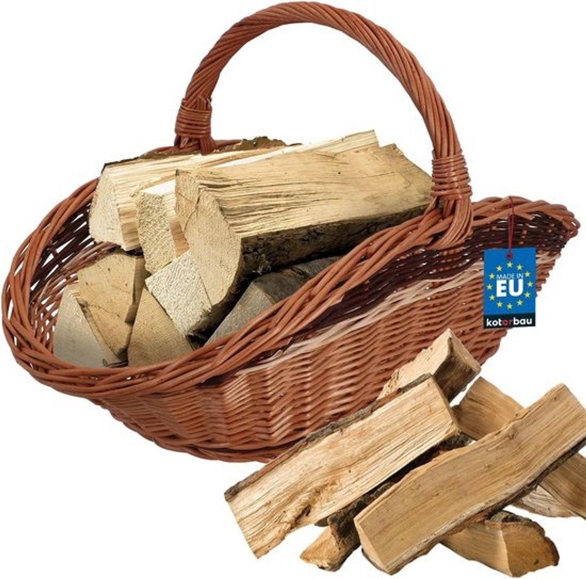 Rieten Houtmand - Wilgentenen mand - Haardhout Opslag - Robuust Ontwerp - 66x40x40 cm - Bruin
