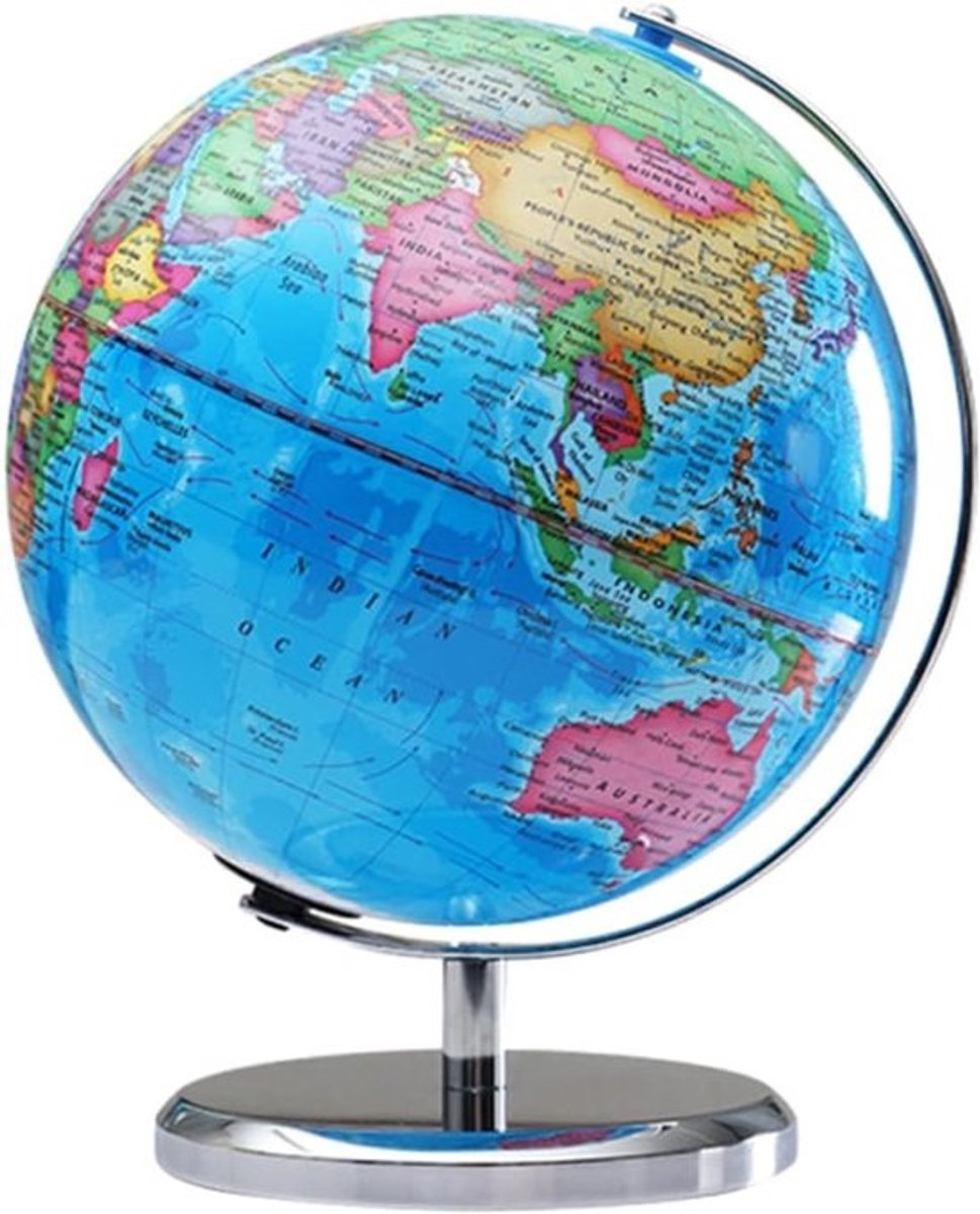 Educatieve Wereldbol - Aardbol met standaard - Geografie Leren - Duidelijk Leesbaar - 25 x 20 cm - Meerdere Kleuren