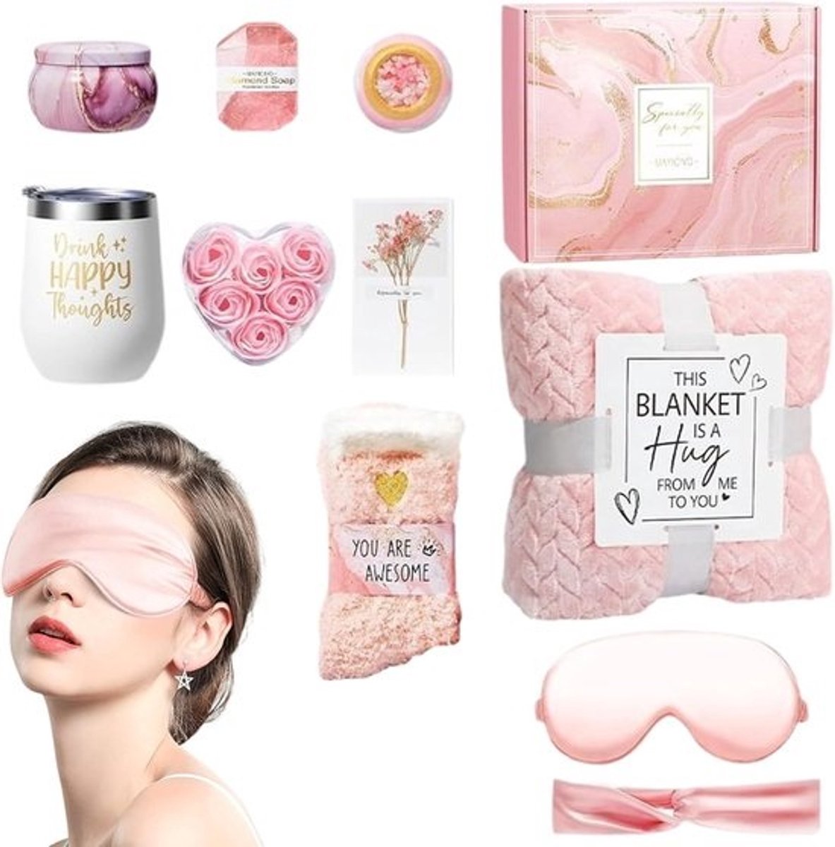 Wellness Cadeaubox - Ontspanning Set - Moment voor Jezelf - Inclusief Zachte Deken - 29x26x14 cm
