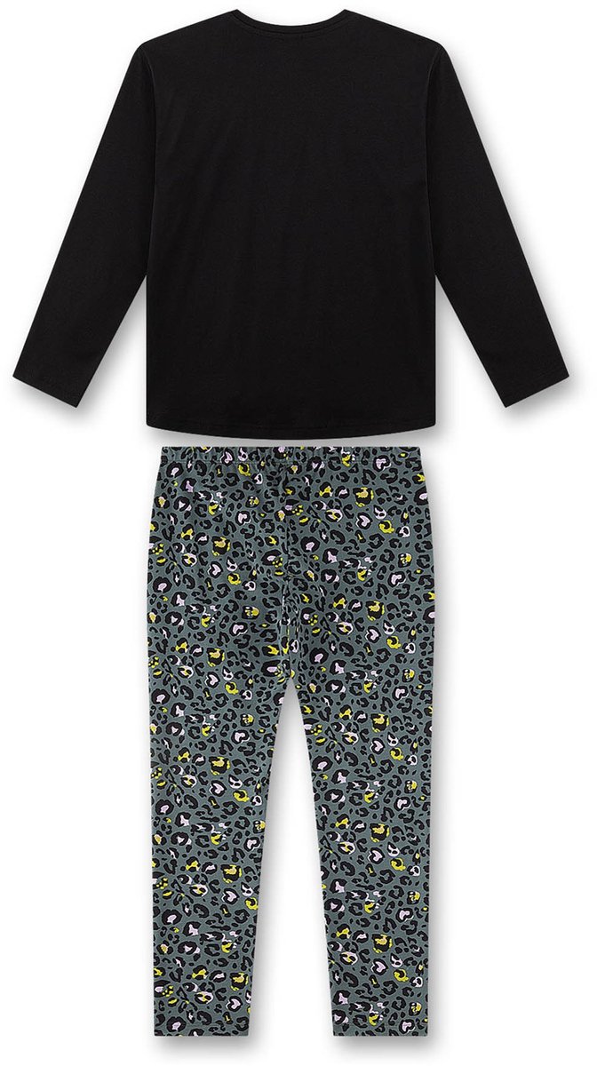 Sanetta Pyjama Pyjama Teenager lang Queen of Everything Leo-Print 140 Set van 1 Zwart/Groen