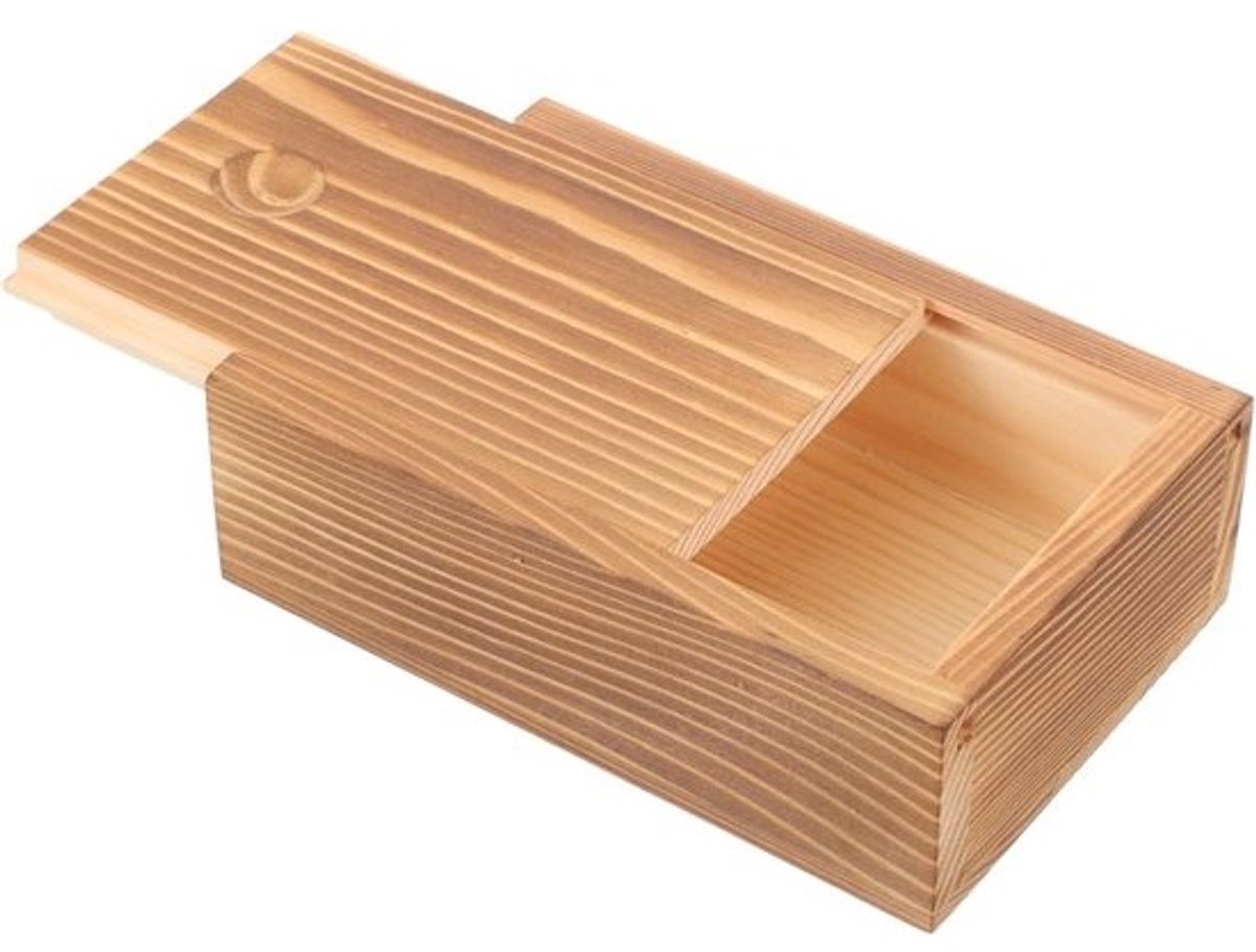 Houten Opbergdoos - Sieraden Kistje - Kleine Spullen Opbergen - Met Schuifdeksel - 11x7.5cm - Natuurlijk Hout