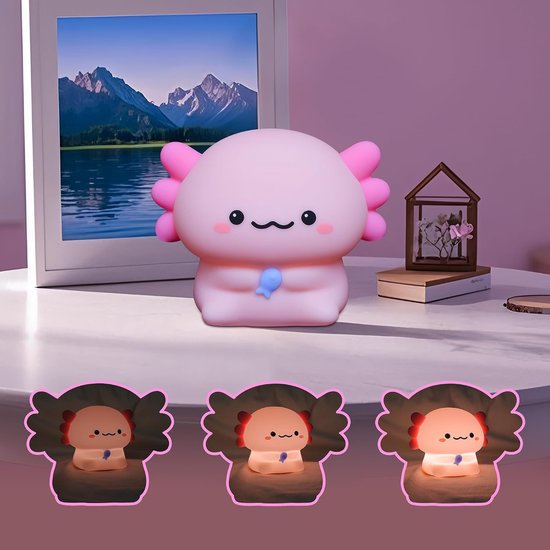 Axolotl Nachtlampje, Nachtlampje Met 3 Dimstanden, Zachte Siliconen Kinderkamerlamp, Timer Van 30 Minuten. van Buyya — afbeelding 4