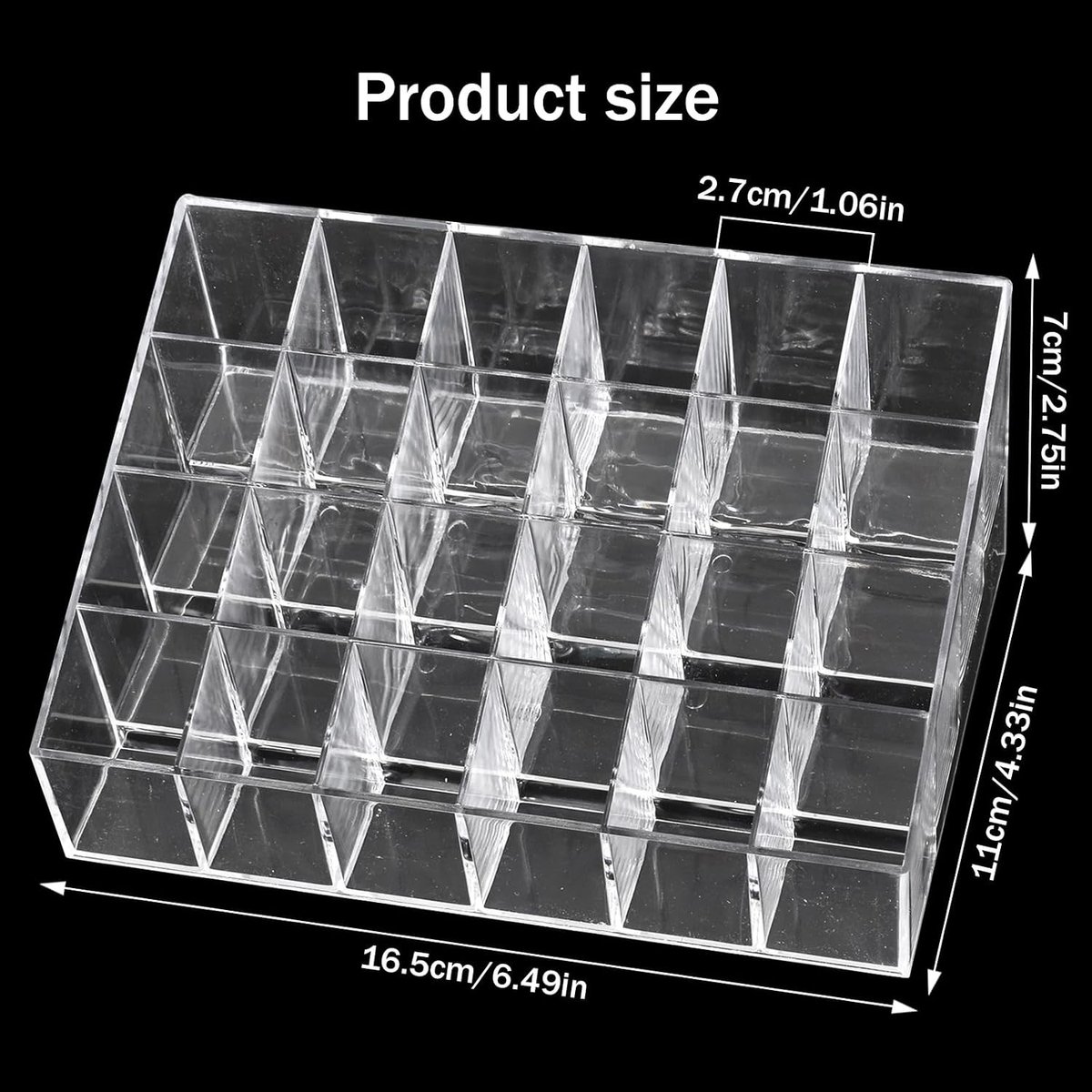 Lipstick Organizer met 24 Compartimenten - Transparante Acryl Opbergtas voor Lippenstiften, Lipgloss en Nagellak - Cosmetica Organizer en Stand voor Make-up Accessoires