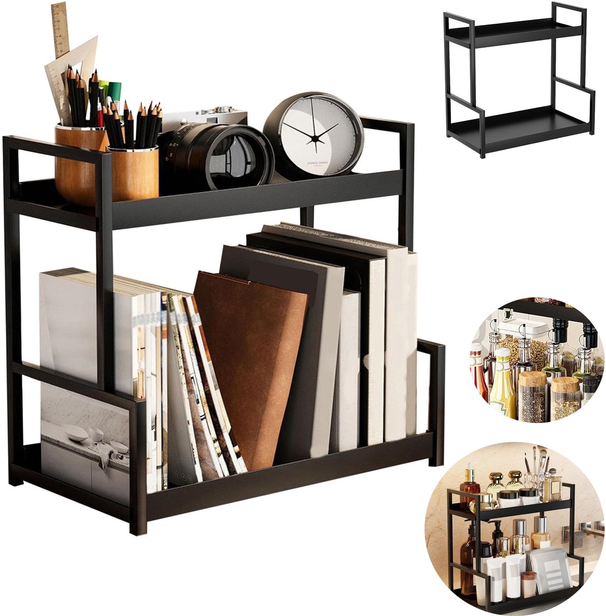 Make-Up Organizer, Bureau-Organizer Met 2 Planken, Parfumrek, Aanrechtorganizer, Opbergbak.