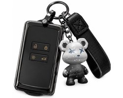 Renault Autosleutel Hoesje TPU - Sleutel Beschermhoes Geschikt voor Clio Captur Megane Kadjar Zoe Arkana - Key Cover voor Renault B Model - Zwart