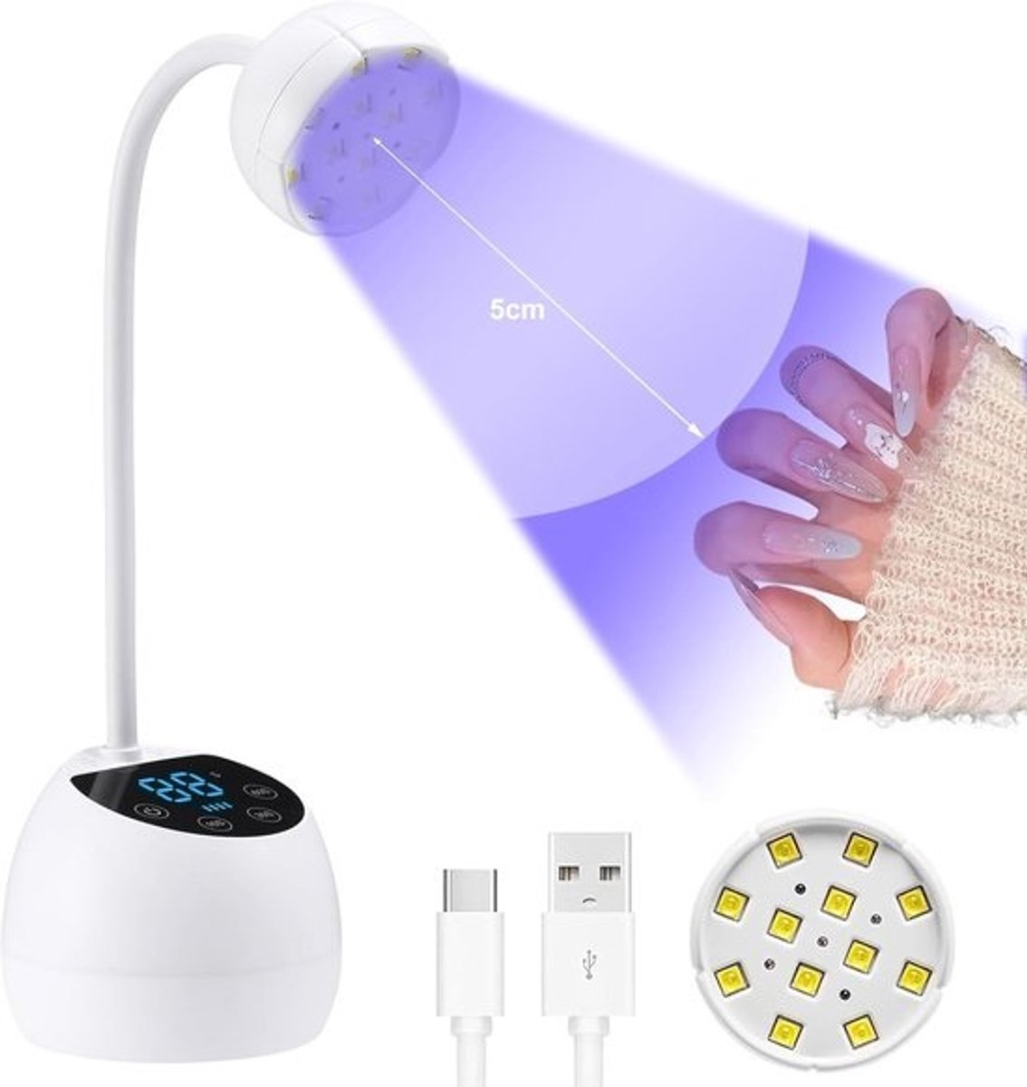Mini UV Nagellamp met Slimme Sensor en Display Wit