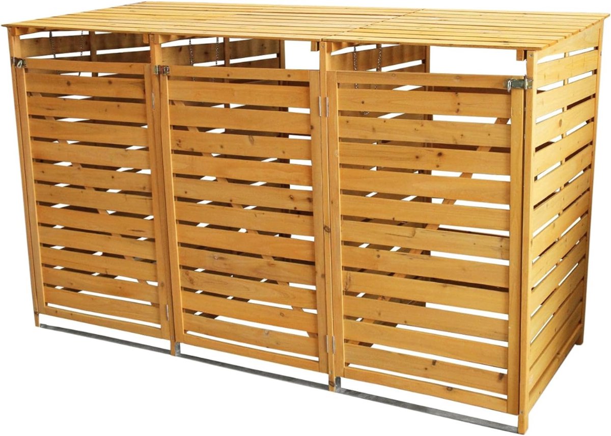 QORA® Kliko Ombouw – Containerberging - Kliko Ombouw Dubbel - Bruin - 92cm x 149cm x 122cm; 31.5Kg
