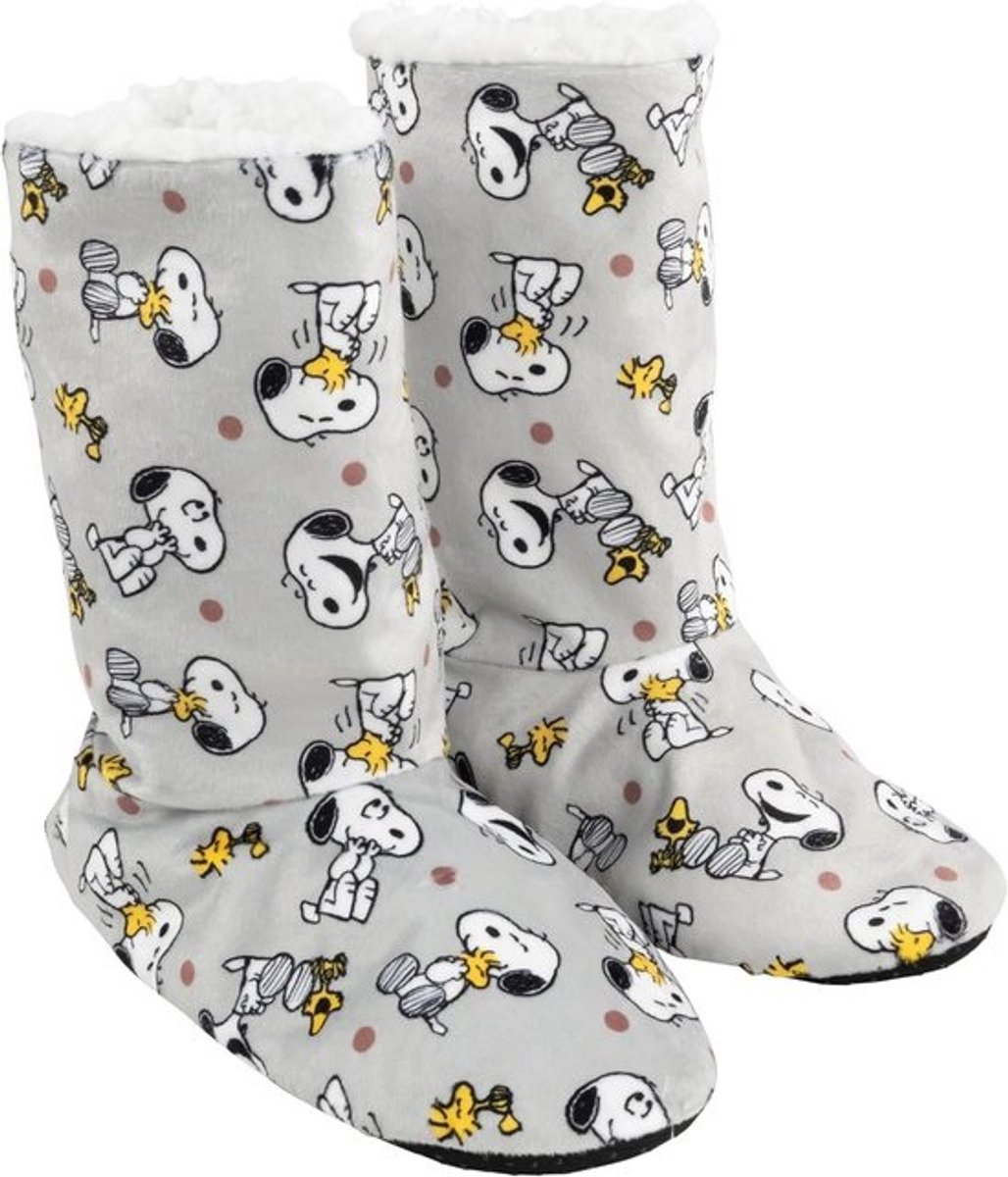 Gevierde dames pantoffels winterlaarzen met Snoopy design - sherpa voering, antislip zool