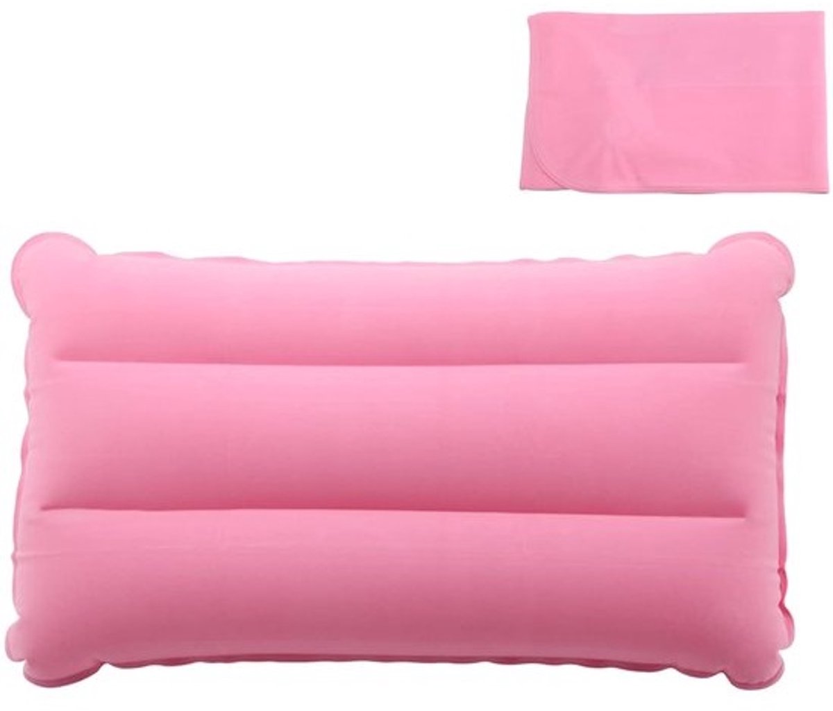 Opblaasbaar kussen - ultralicht campingkussen - roze - 44 x 28 cm
