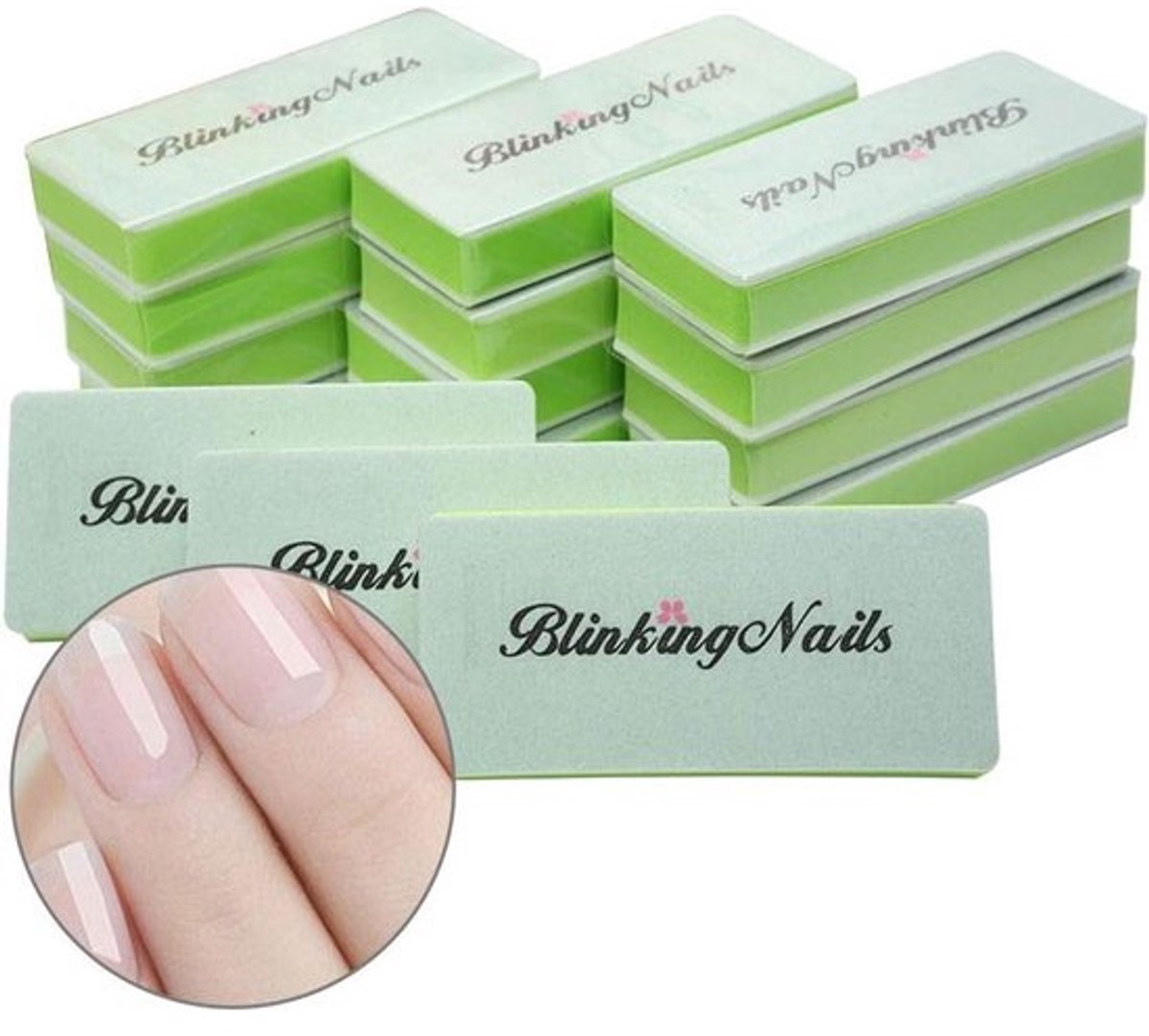 12x Nagelvijl & Polijstblok Set voor Glanzende Natuurlijke Nagels - 1000/4000 Grit