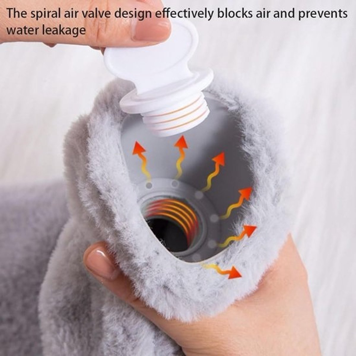 Warmwaterkruik met hoes - Zachte kruik - Pijn verlichten - Lekvrij ontwerp - 500 ml - Grijs