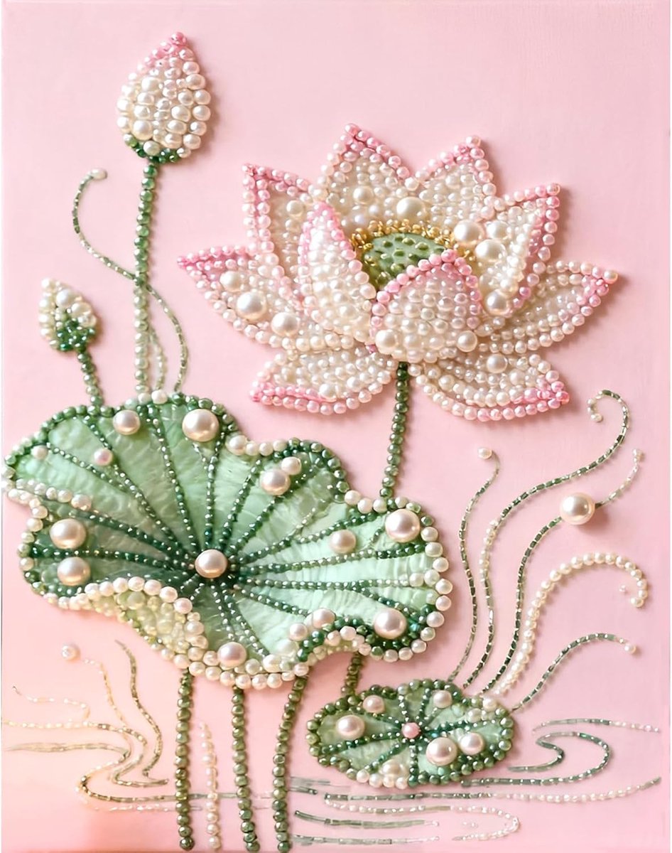 Casalora® Lotus Parel Diamond Painting – DIY 3D Lotus Bloem Kunstwerk – Sprankelende Parelschildering op Canvas – Creatieve Hobby voor Volwassenen – Lotus Wanddecoratie – 30 × 40 cm