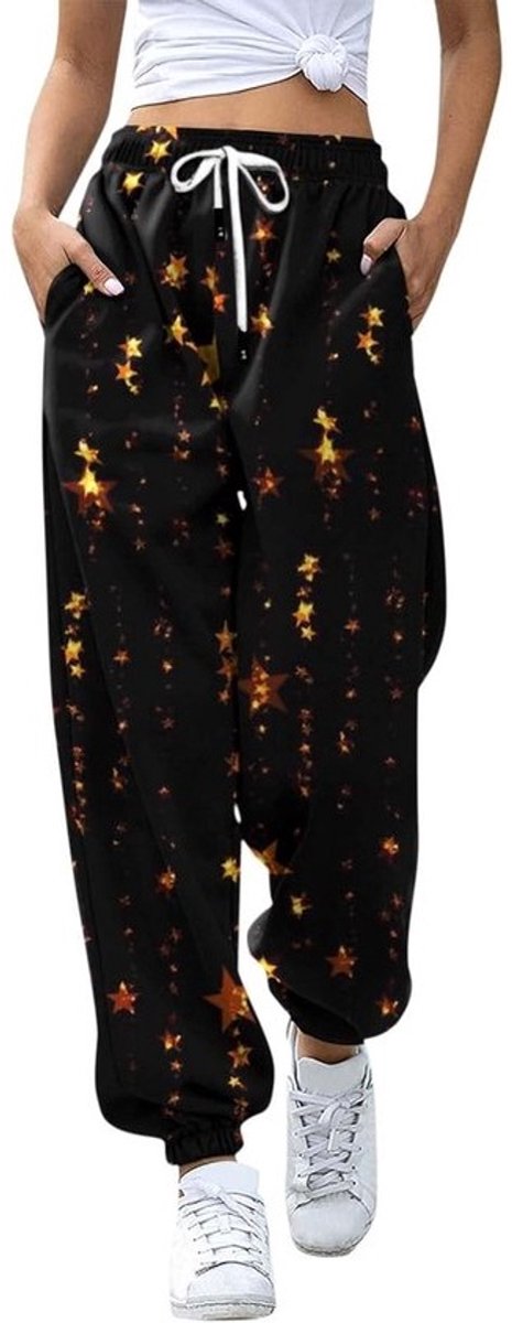 Joggingbroek Dames - Sportbroek Katoen - Comfortabel Ontspannen - Baggy Pasvorm - Grote Maten - Kleurrijk Patroon