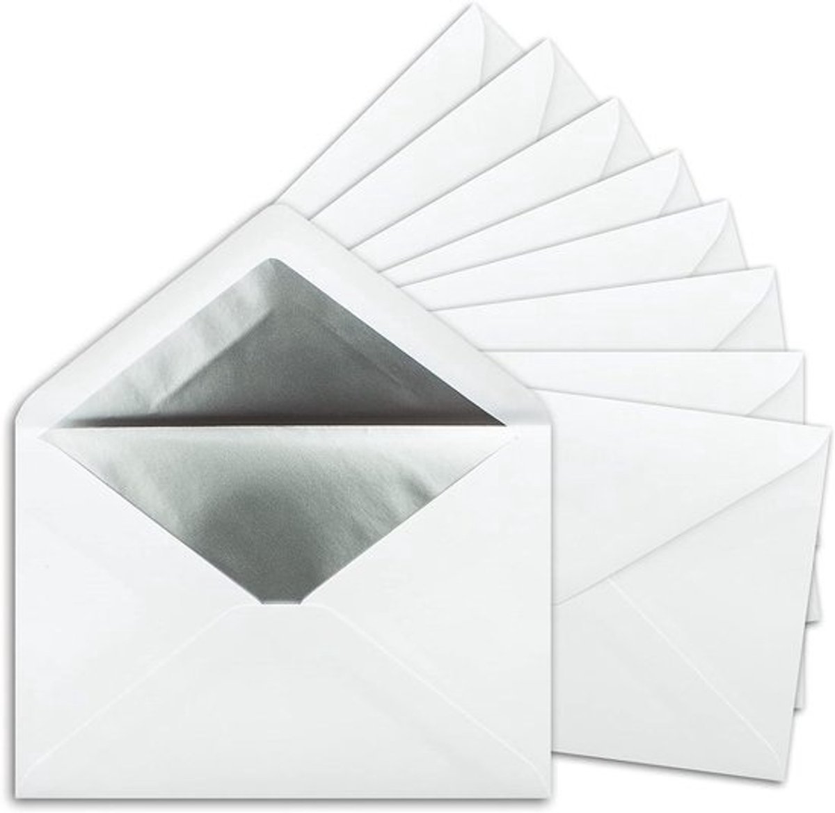 Enveloppen C5 - Postenveloppen Wenskaart - Uitnodigingen Versturen - Zilverkleurige Voering - 157 x 225 cm - Wit