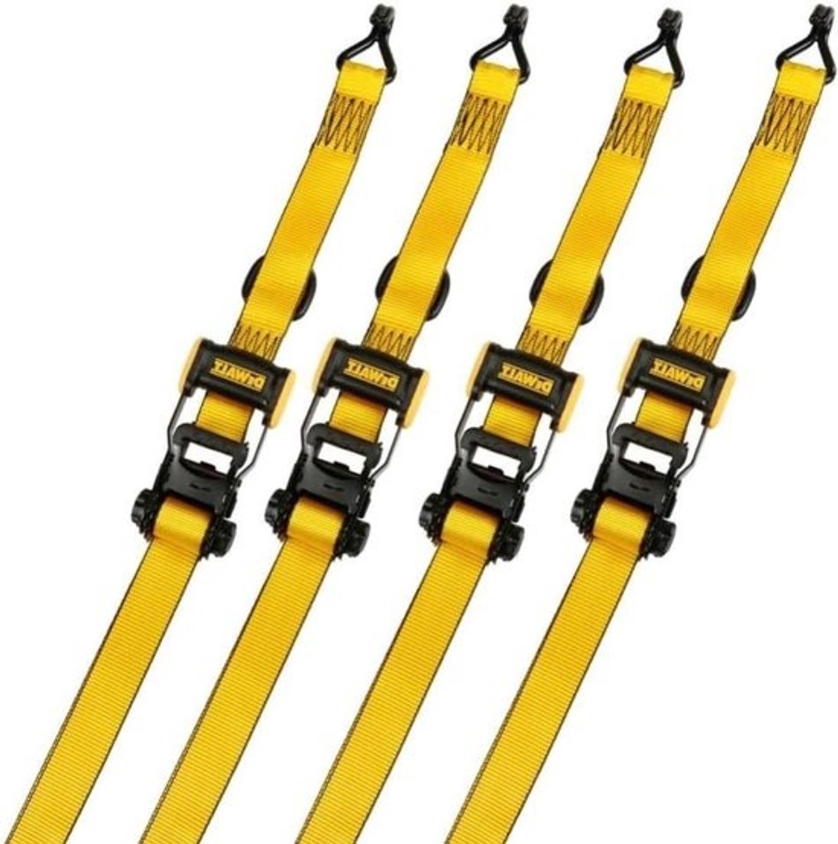 Ratel Spanbanden - Spanbanden met Ratel - Lading Zekeren - Versterkte Rand - 4 stuks 1.5" x 16' - Zwart