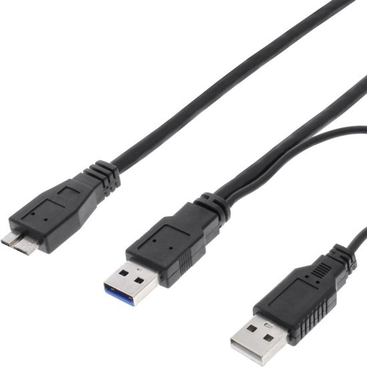 USB 3.0 Y-kabel - Stroomkabel - Apparaten Laden - Dubbele Stroomtoevoer - 15 m - zwart