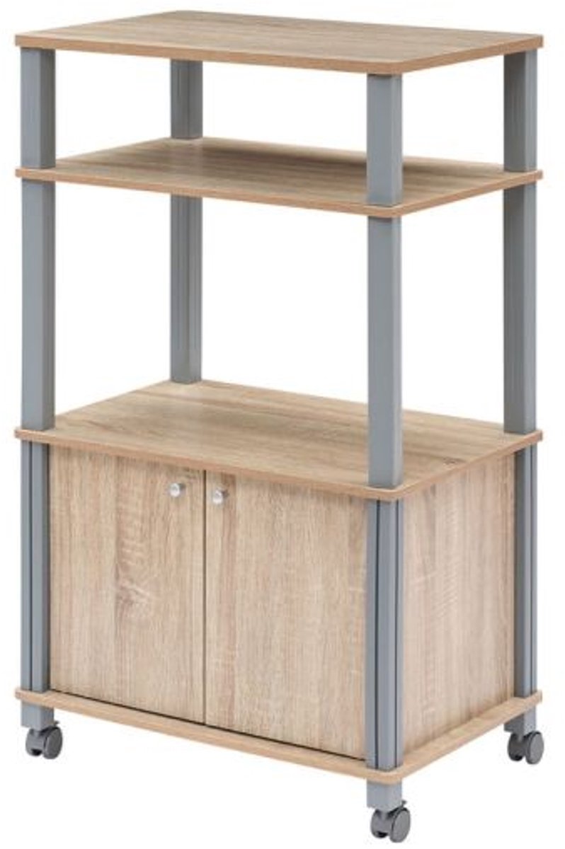 SureDeal® - Keuk - Keukenrek - Wielen Keukenwagen - Planken - Kast Staand Rek - Keuken Eetkamer Serveerwagen - 60x40x98 cm - Natuurlijk