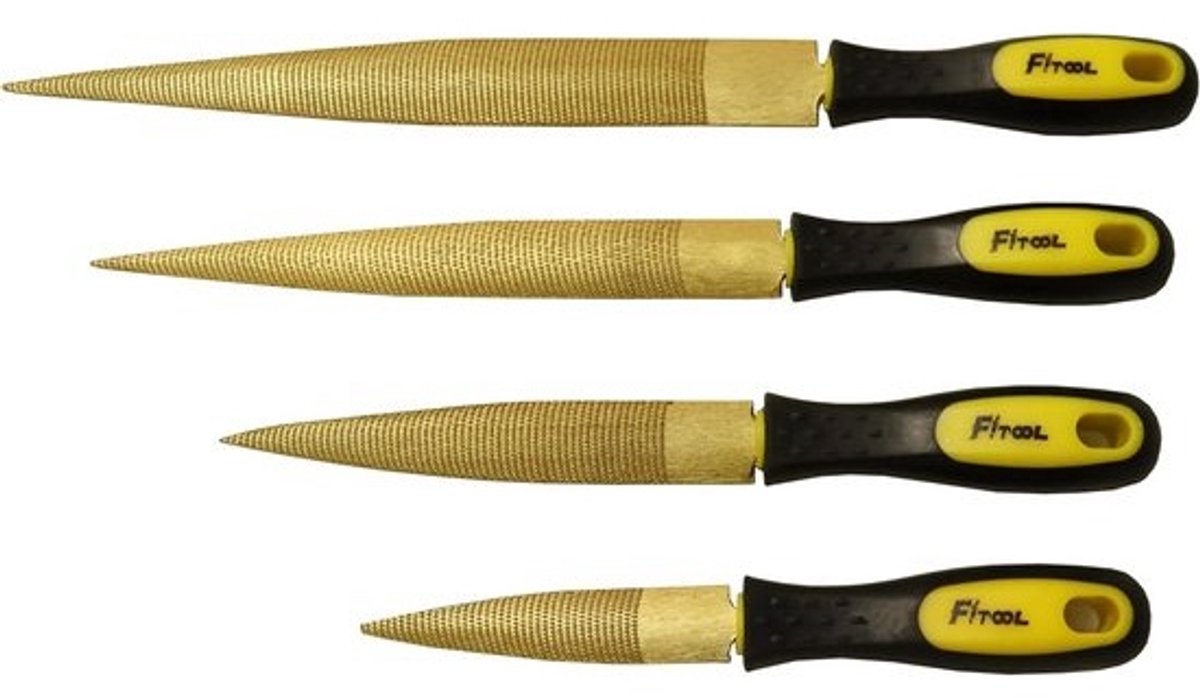 Houtvijl Set - Metaalvijl Rasp - Hout Bewerken - 4 Delige Set - 10-20cm - Geel Zwart