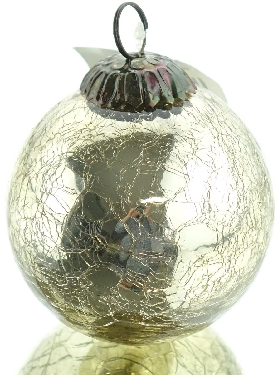 Kaemingk Kerstbal Craquelé Goud Ø 7,5 cm - Glas