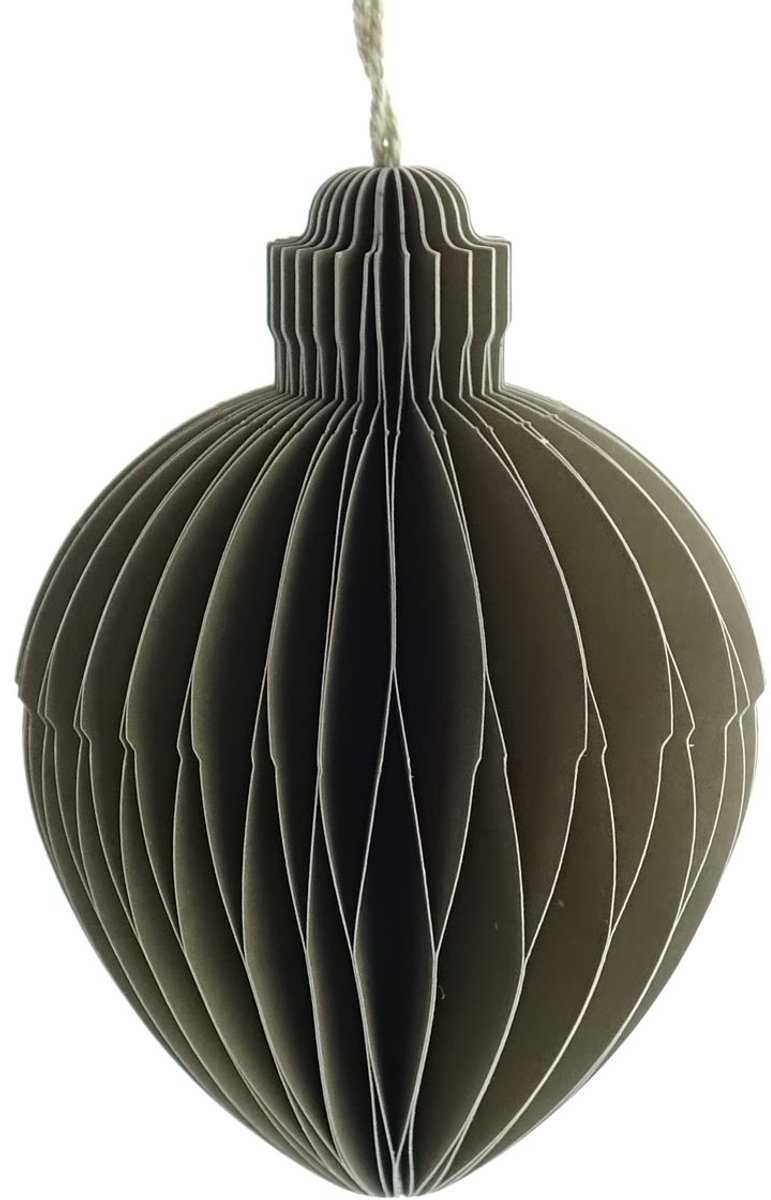 Kaemingk Kerstbal Konus Taupe met Hanger Ø 7 cm - Papier