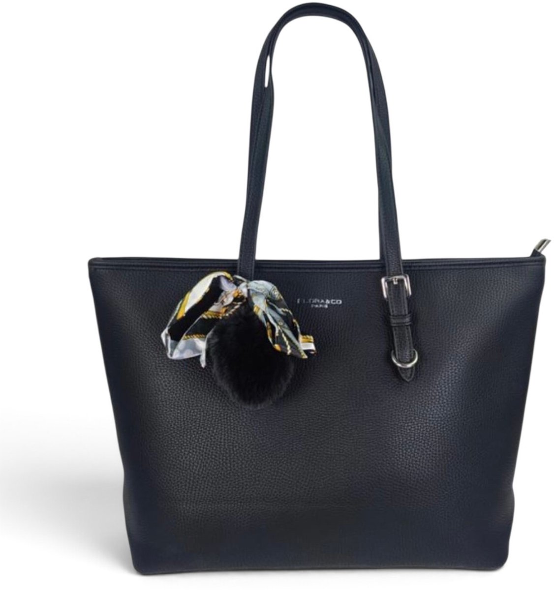Flora&Co - CLEO - soft - grote shopper/totebag - zwart - geschikt voor A4 of laptop - ideaal voor school- of werktas