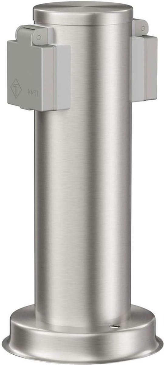 Tuincontactdoos Zuil - Buitenstopcontact Stroomzuil - Tuinverlichting Aansluiten - Spatwaterdicht IP44 - 27 cm - Roestvrij staal