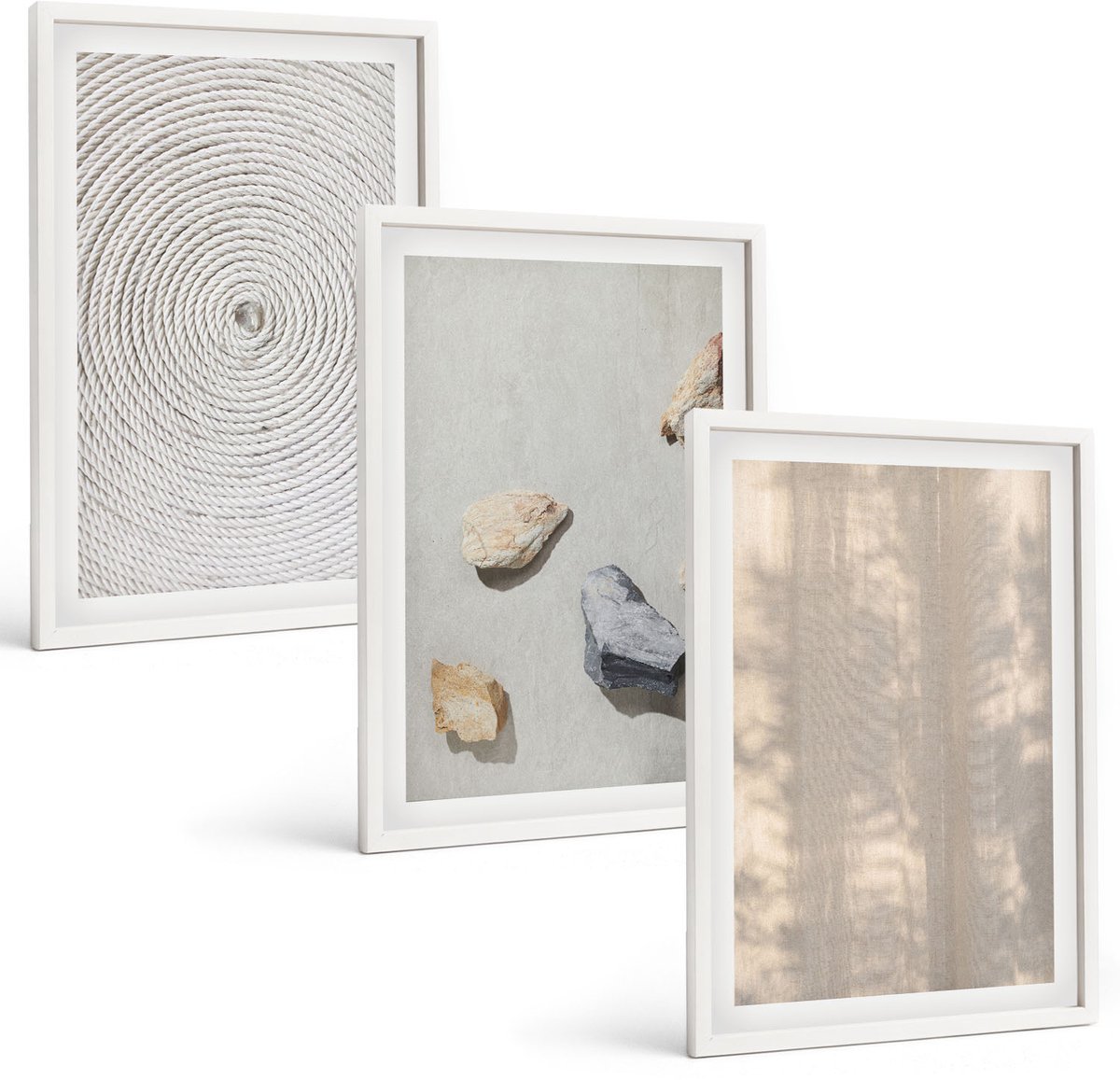 Wallfluent 3-Delige Schilderij Set - Boho-Texturen, Natuurlijke Structuren - 40 x 60 - Muurdecoratie - Interieur Decoratie - Stijlvolle Muurdecoratie
