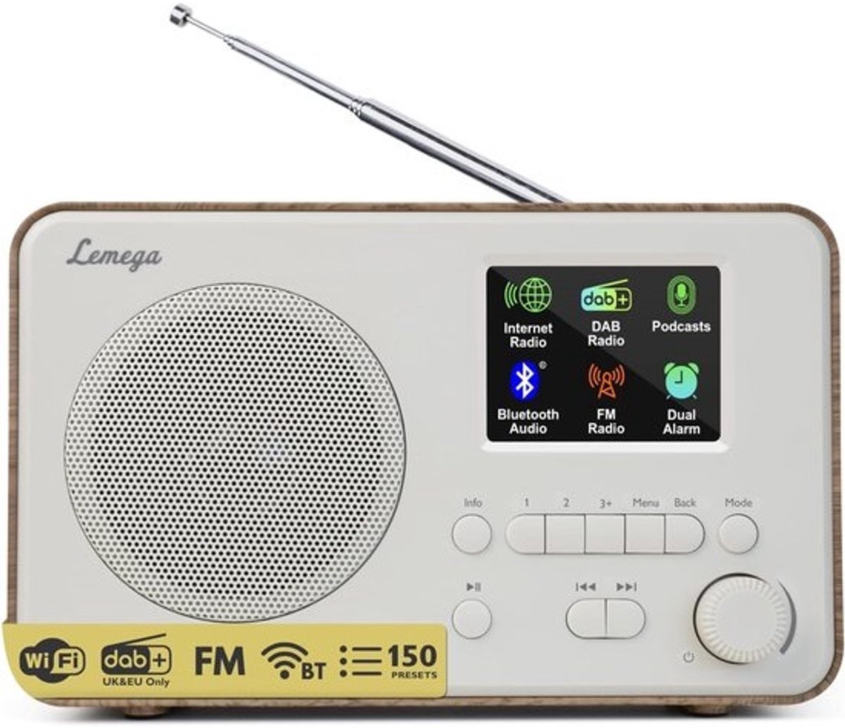 Internet Radio - Digitale Radio - Muziek Luisteren - 50.000 Zenders - 17.5 x 6.5 x 10.5 cm - Walnoot