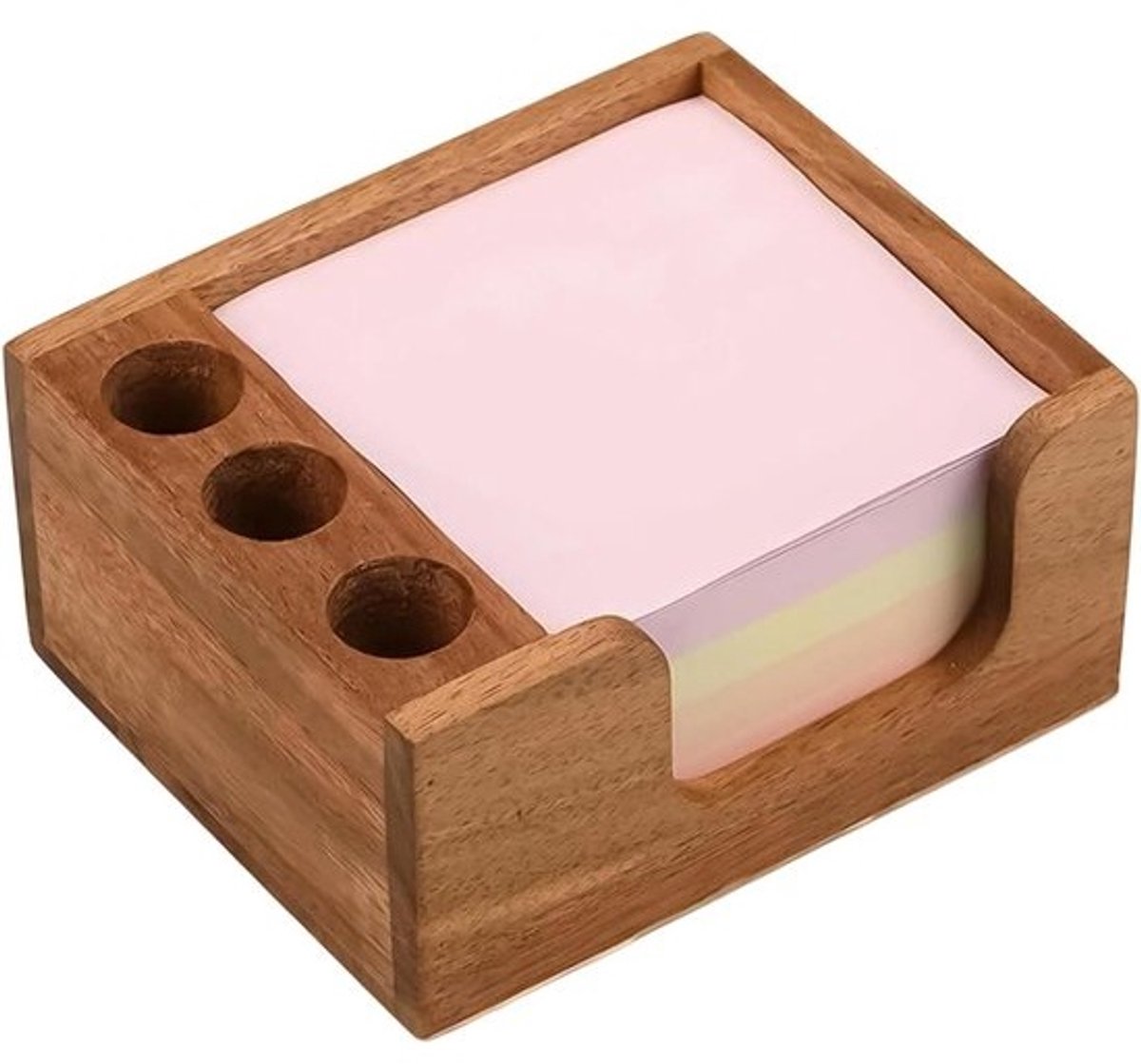 Notitieblokhouder - Bureau Opbergdoos - Bureau Organisatie - Antislip Voetjes - Voor 75x75cm blokjes - Houtkleur
