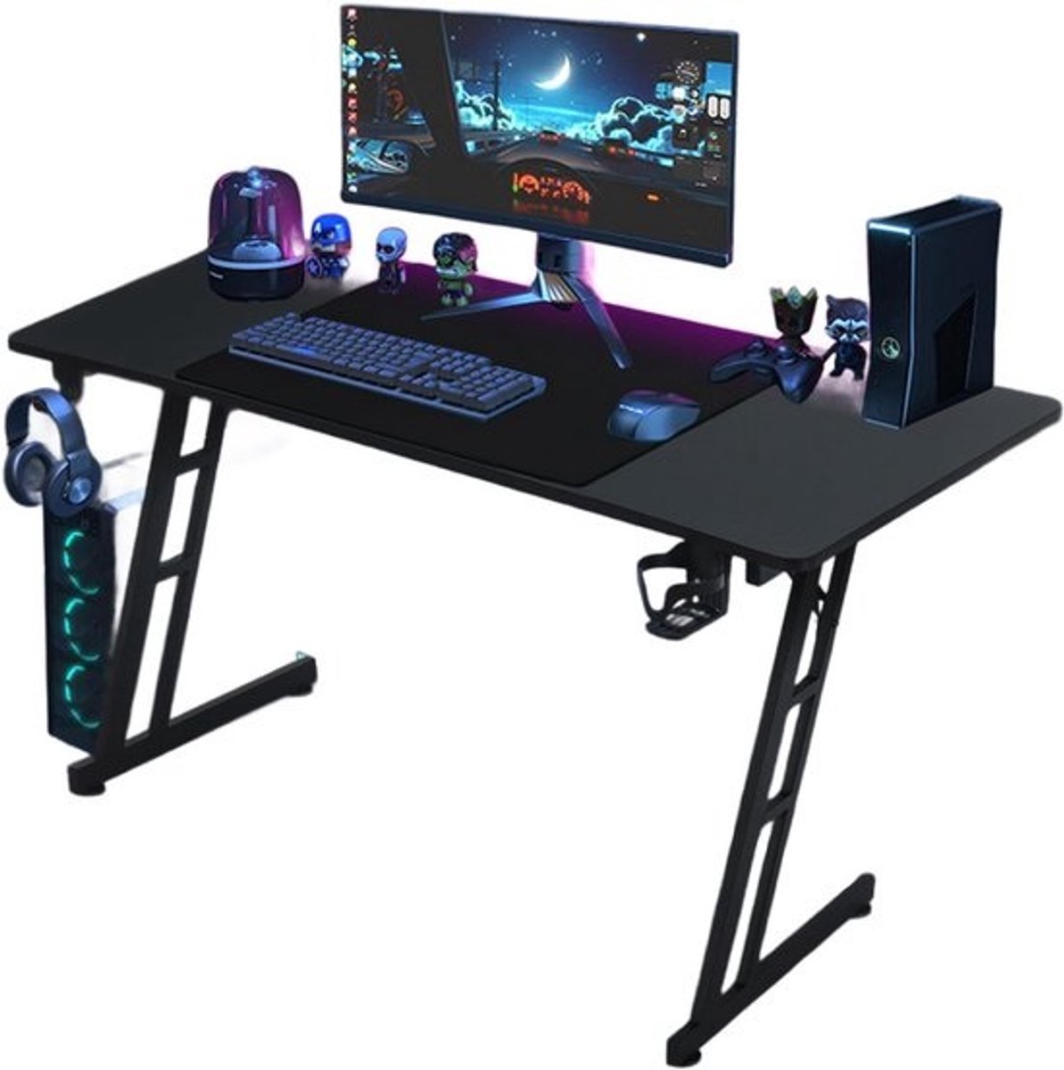 Ruim Gaming Bureau met Bekerhouder en Koptelefoonhaak - Stabiele Computer Tafel voor Werk en Gaming (120x60 cm)